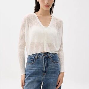 NWT Love, Bonito Sheer V-neck Crop Knit Cardigan
